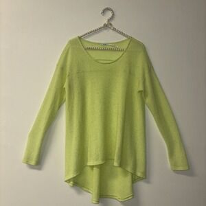 Oversized‎ Cozy Sweater Sz M Fuzzy Warm Comfy Yellow Vibrant Pop If Color Soft